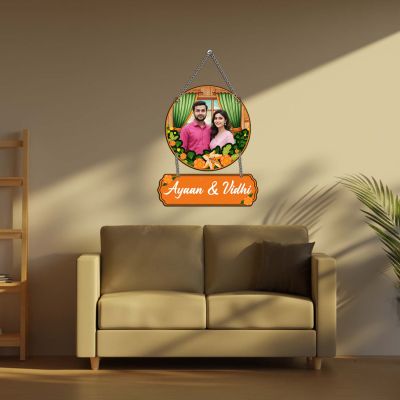 Personalized Couple Photo Frame Wall Hanging Custom With Photo & Name | Birthday Gift For Girlfriend Boyfriend Anniversary Gift For Wife Husband Couple Wall Hanging